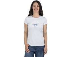 Mustang Dames T-Shirt Alexia C Logo slim fit Blauw XXL Ronde Hals Volwassenen Basic T-shirt met korte mouwen en ronde hals gemaakt van 100% katoen