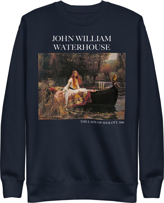 John William Waterhouse 'De Dame van Shalott' ("The Lady of Shalott") Beroemd Schilderij Sweatshirt | Unisex Premium Sweatshirt | Navy Blazer | L