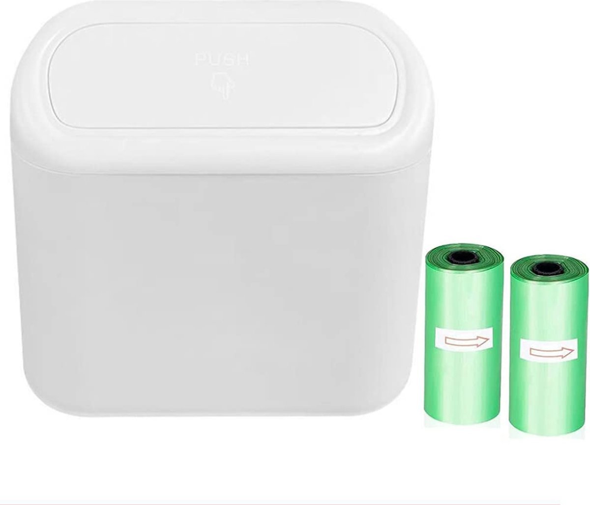 Kleine Prullenbak voor Auto met Vuilniszakken - Automatische Sluiting - Compact Formaat - Reisaccessoire voor Netheid - Opbergen van Afval - Auto-organizer