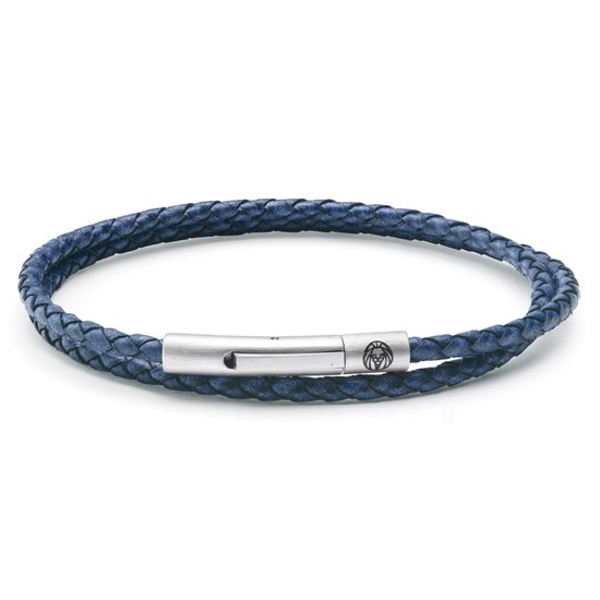 Collins | 3 mm Marineblauwe Geweven Leren Wikkelarmband