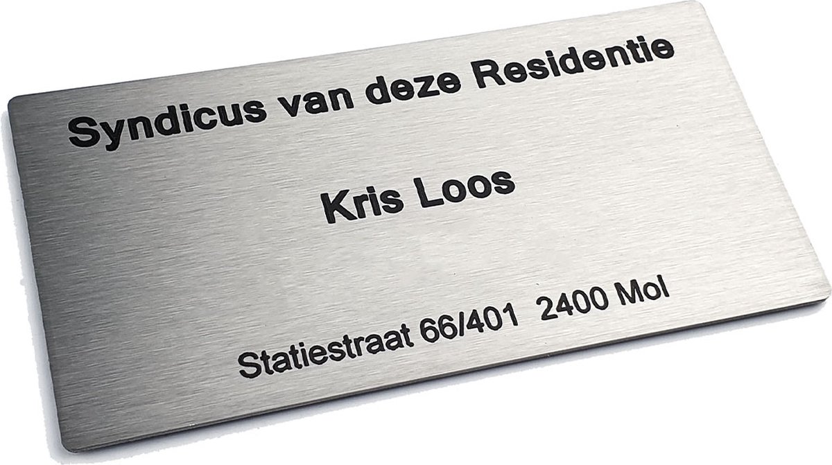 Kirinify – RVS Naambordje voordeur 12 x 6 cm – RVS naamplaatje brievenbus – Permanente lasergravering – Zelfklevend