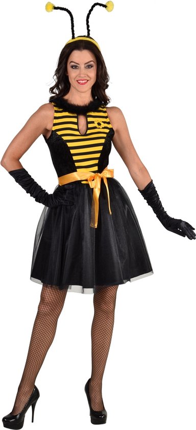 Magic By Freddy's - Bij & Wesp Kostuum - Bijtje Bee Zonder - Vrouw - Geel, Zwart - Large - Carnavalskleding - Verkleedkleding
