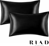 RIAD® Satijnen Kussenslopen - Huidverzorging - Luxueus en zijdezacht - Krullend haar - 2 Stuks - Zwart - 50x65