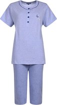 Dames Pyjama - Katoen - Zomer - 3/4 broek - Blauw Gestreept - Maat L