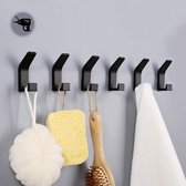 Handdoekhaken - Badhanddoekhaken - muurhaken - zelfklevende haken - voor badkamer, keuken - entreehal - zwart - 6 stuks