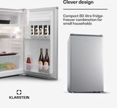 Klarstein Cool Cousin - Koelvriescombinatie - 70 Liter - 11 Liter vriesvak - Zilver