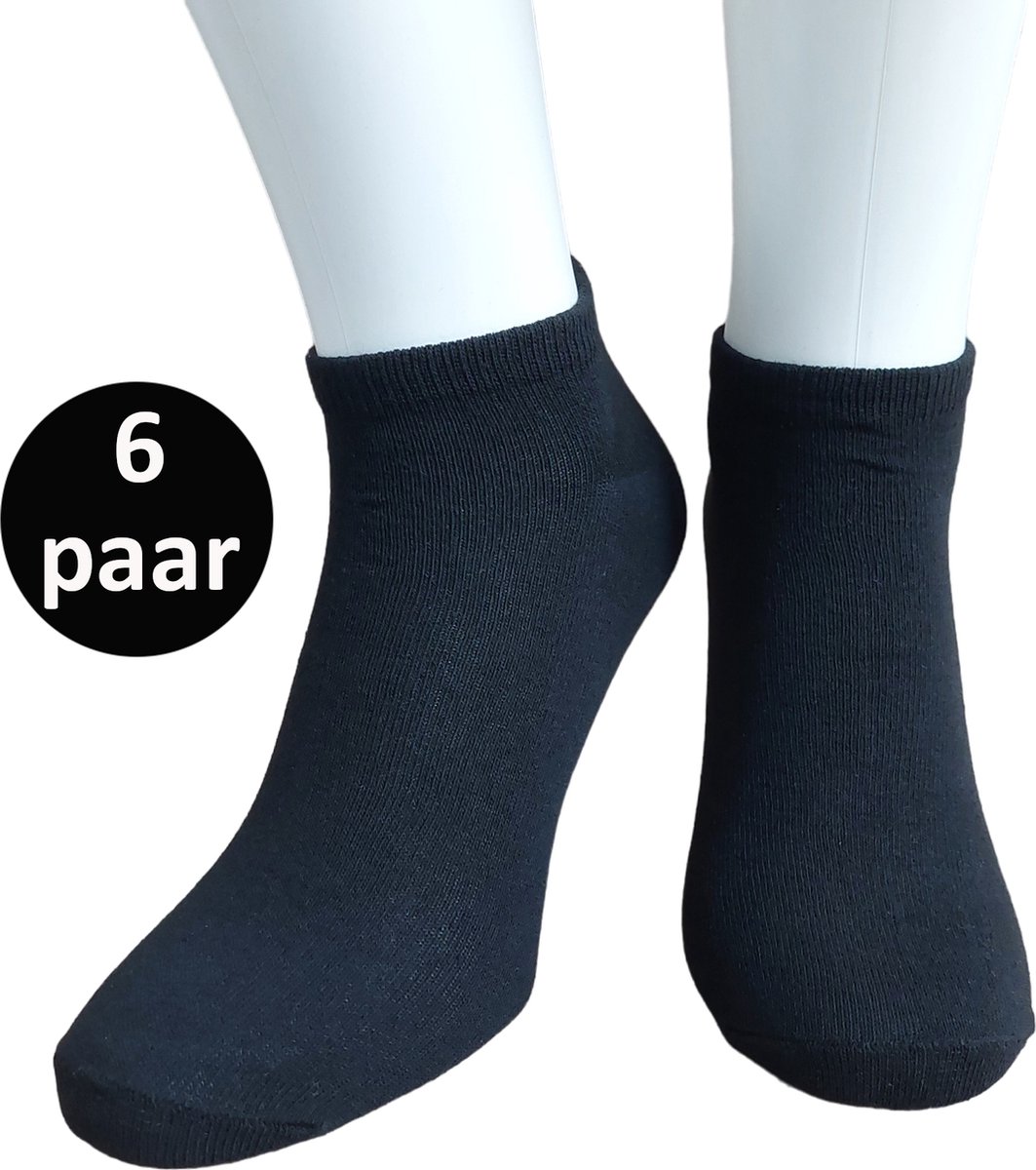 WeirdoSox Sneaker Sokken - 6 paar - Unisex - Zwart - Maat 35/38 - Enkel sokken - Korte sokken