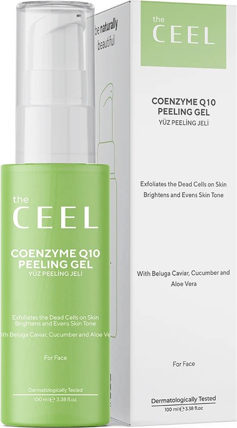 Zuiverende en verhelderende Co-enzym Q10 gezichtspeeling met beluga-kaviaarextract - peeling gel voor gezicht met komkommerextract - exfoliant van dode huidcellen