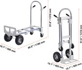 Aluminium opvouwbare steekwagen - Inklapbare kar - Festival kar - 365 kg - Transport - magazijn - 2 in 1 model
