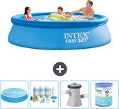 Intex Rond Opblaasbaar Easy Set Zwembad - 305 x 76 cm - Blauw - Inclusief Solarzeil - Onderhoudspakket - Zwembadfilterpomp - Filter