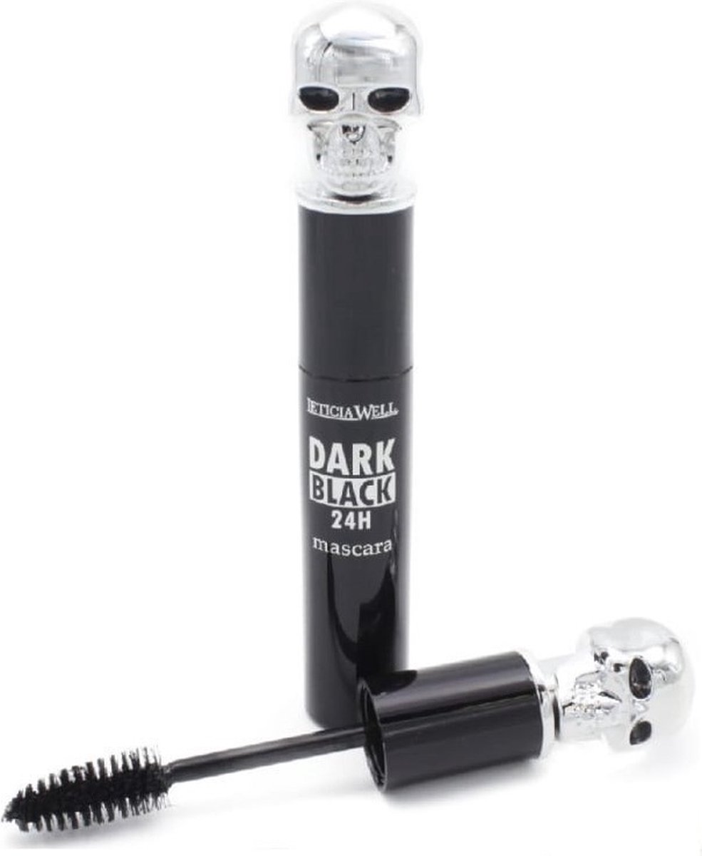 Leticia Well - Dark Black Waterproof 24H Mascara - Dop met Doodshoofd / Doodskop / Schedel / Skull 1 flesje met 10 ml inhoud