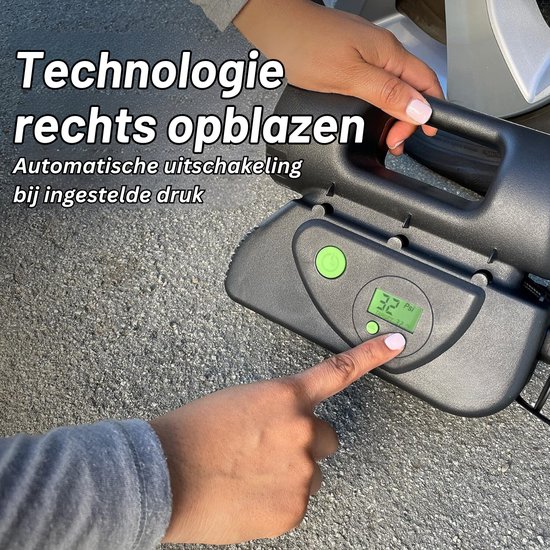 Bandenpomp - "Ultieme Bandenpomp Deluxe: Digitaal met Juiste Pomptechnologie, Ledverlichting, Snelkoppelingsslang, Pompt in Slechts 4 Minuten! Efficiëntie en Gemak voor Bandeninflatie." — afbeelding 5