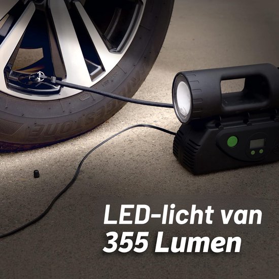 Bandenpomp - "Ultieme Bandenpomp Deluxe: Digitaal met Juiste Pomptechnologie, Ledverlichting, Snelkoppelingsslang, Pompt in Slechts 4 Minuten! Efficiëntie en Gemak voor Bandeninflatie." — afbeelding 3