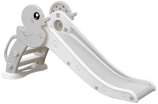 ComfyKidz® Glijbaan Peuter - Binnen & Buiten Kinderglijbaan van HDPE-Kunststof - Schuifaf met Trap - Tuin - Grijs/Wit