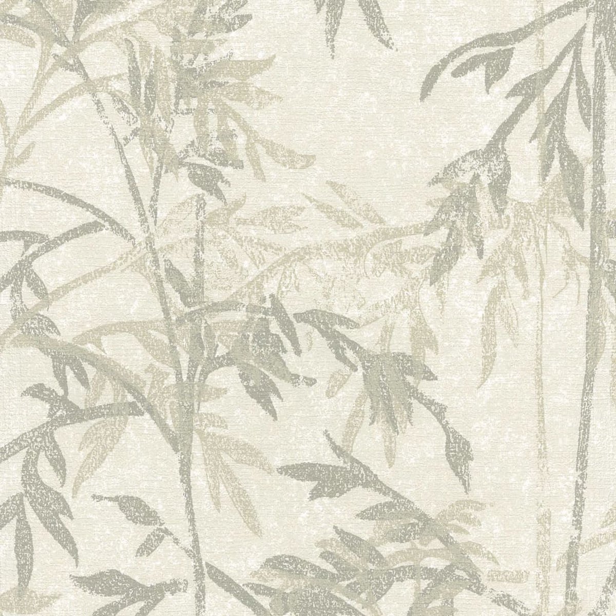 Topchic | bamboe bladeren | grijs, groen, zand | vliesbehang 0,53x10m - Noordwand