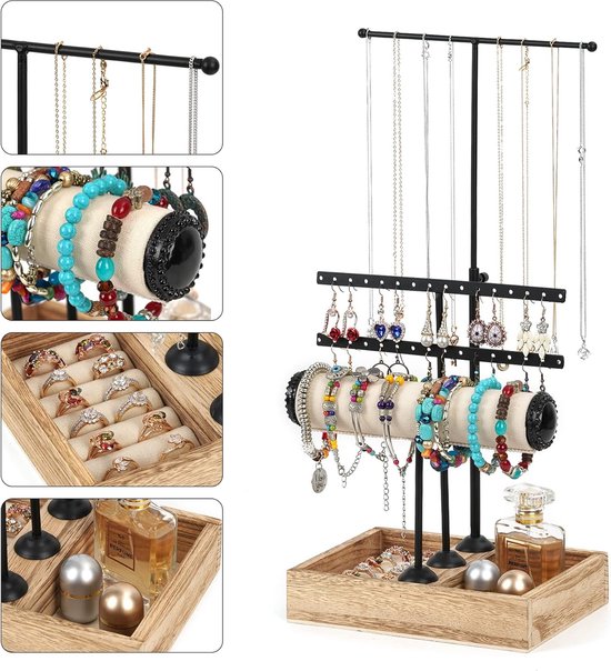penobon Gewei sieradenstandaard, sieradenboom voor meisjes, 2-in-1 oorbellenhouder & sieradenblad van plastic, sieradenhouder voor oorbellen, halskettingen, armbanden, horloges en ringen penobon Gewei sieradenstandaard, sieradenboom voor meisjes, 2-in-1 oorbellenhouder & sieradenblad van plastic, sieradenhouder voor oorbellen, halskettingen, armbanden, horloges en ringen