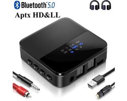 Bluetoolz® | BT-B 20 CE | Geen tot zeer geringe vertraging | High Res Audio Bluetooth 5.0 zender en ontvanger - met aptX-HD - Qualcomm CSR8675 MkII - Receiver Transmitter - 3.5MM Aux - optical in - optical uit - Bluetooth Adapter - Bluetooth via Aux