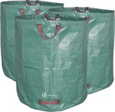Tuinafvalzak, 272 liter, 3-delige tuinzakken voor groenafval, zelfstaand en vouw, bladzak zelfopstaand van robuust polypropyleen weefsel (PP) 150 gsm