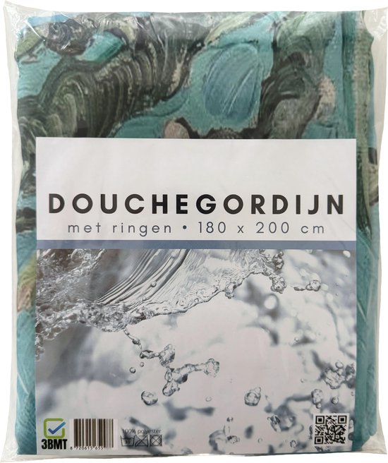 Epinki Douchegordijn hoekdouche bladeren bloemenpatroon