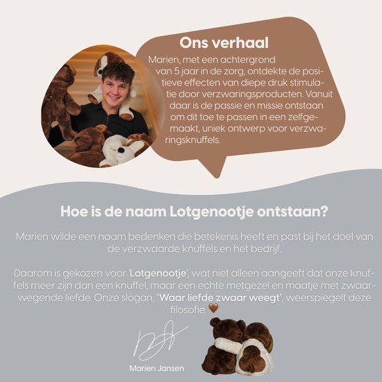 Lotgenootje Verzwaringsknuffel Beer - 45cm/2kg - Verzwaarde Knuffel - Weighted Stuffed Animal - Sensorisch Speelgoed - Zware Knuffel Anxiety - Plushie