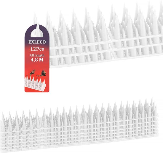 Foto: Vogelafweer van kunststof 48 meter 12 stuks duivenafstotend 3 rijen langere vogel spikes voor kat mussen marters omheining vensterbank dak transparant