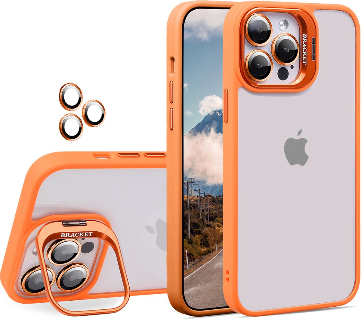 Telefoonhoesje voor Apple iPhone 14 Pro Max – Oranje – Uitklapbaar Standaard