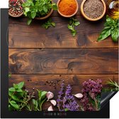 KitchenYeah® Inductie beschermer 60x60 cm - Kruiden - Specerijen - Hout - Kookplaataccessoires - Afdekplaat voor kookplaat - Inductiebeschermer - Inductiemat - Inductieplaat mat - Keuken decoratie