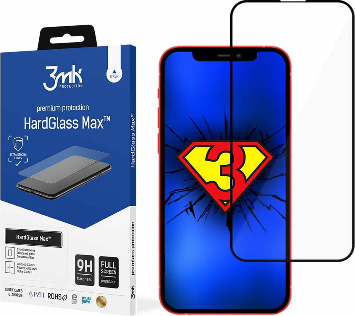 Versterkt gehard glas voor Apple iPhone 13 Pro Max/14 Plus – 3mk HardGlass Max