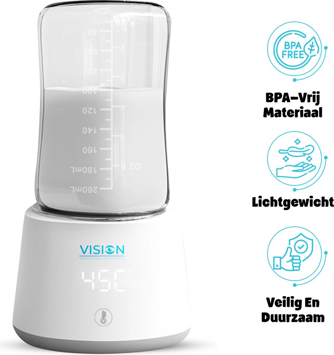 Goedkoopste Baby Vision - Flessenwarmer - Pro - Draagbare Flessenwarmer voor Onderweg - 4 Temperatuurinstellingen - USB Oplaadbaar - Volledig vrij van BPA - Snelle opwarming - Warmtebehoud 8 tot 10 uur - Batterijvermogen - Geschikt Voor Vele Merken - Wit
