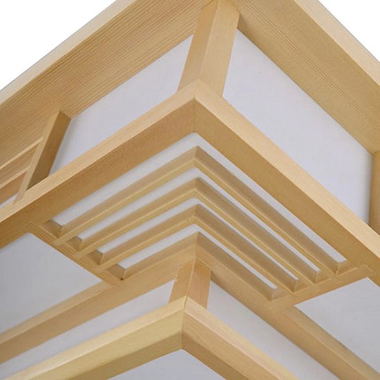 Ohulelks Japanse Stijl Wabi-Sabi Houten Plafondlamp E27 Drie Kleuren Dimbaar voor Keuken Gang Woonkamer B