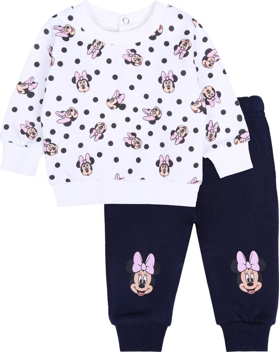 Set: wit sweatshirt met marineblauwe joggingbroek - Minnie Mouse