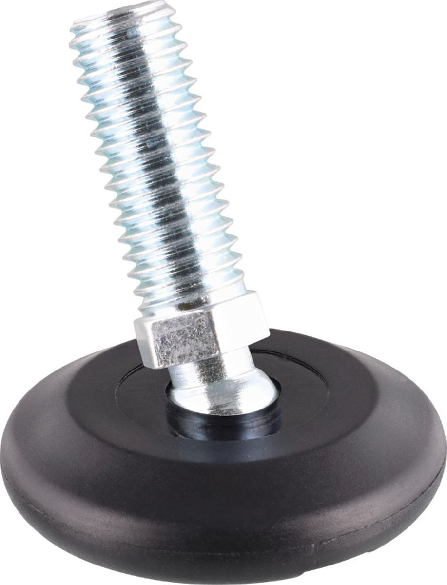 Stelvoet M10 inclusief vilten insert model 3, per 4 stuks verpakt. Deze stelvoet helpt bij het nivelleren van een tafel, bank of kast. Basculerend, zodat hij zich aanpast aan schuin staande poten.