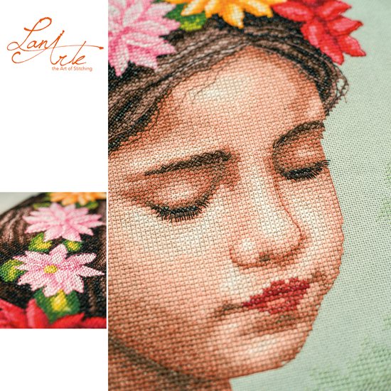 Lanarte Borduurpakket - Borduurset - Borduurpakket volwassenen - Telpakket kit - 29 x 29cm - Mijn dahlia hoofdband - PN-0206850
