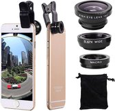 Draagbare Groothoeklens, Fisheye & Macrolens Set - Mobiele Telefoon Camera Lens Kit - Lens met 3-in-1 Functionaliteit - Universele Smartphone Lens