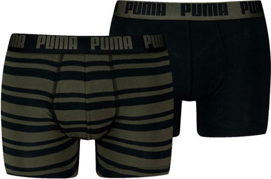 Puma Boxershorts Everyday Heritage Stripe - 2 pack - Forest Night Tonal - Maat S