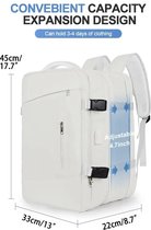 KOSMOS - Reistas - Rugzak - Handbagage - USB poort - Backpack - Waterafstotend - 55L - Wit