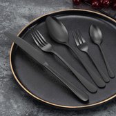 Bestek set voor 6 personen, 30-delig zwart mat eetbestek set incl. messen, vork, lepel, bestek roestvrij staal, vaatwasmachinebestendig