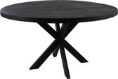 HSM Collection-Ronde Eettafel Melbourne-110x110x80-Zwart-Mango/Metaal