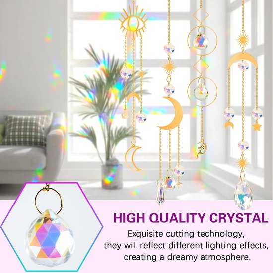 Capteur Lumière Cristal Chakra Attrape-soleil Arbre De Vie En Cristal Avec Prismes - Décoration Fenêtre Ou Extérieur Acchiappa Sole