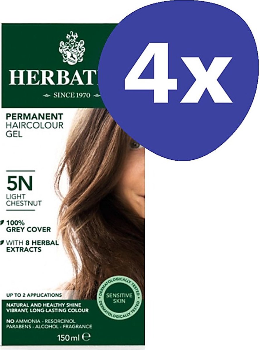 Herbatint Haarverf - Licht Kastanje (4x 150ml)
