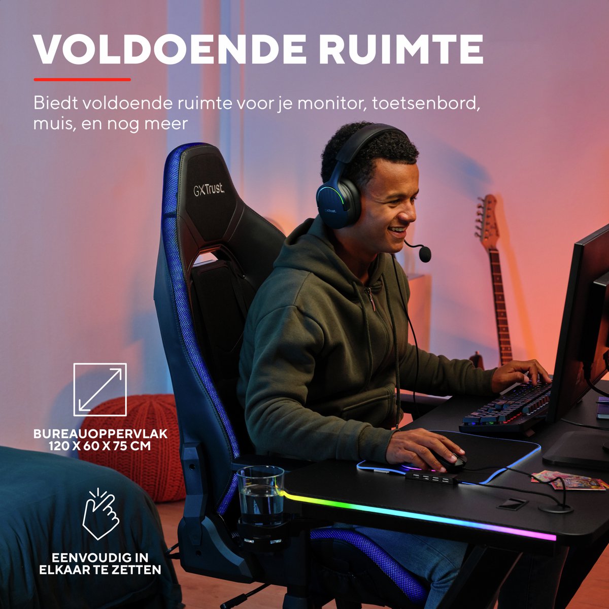 Trust GXT709 Luminus Game Bureau met LED Verlichting - RGB - afbeelding 3