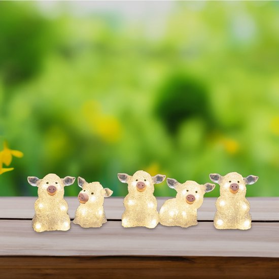 Verlicht Paasfiguur met 5 varkentjes