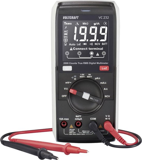 VOLTCRAFT VC232 Multimeter Digitaal CAT III 600 V Weergave (counts): 2000