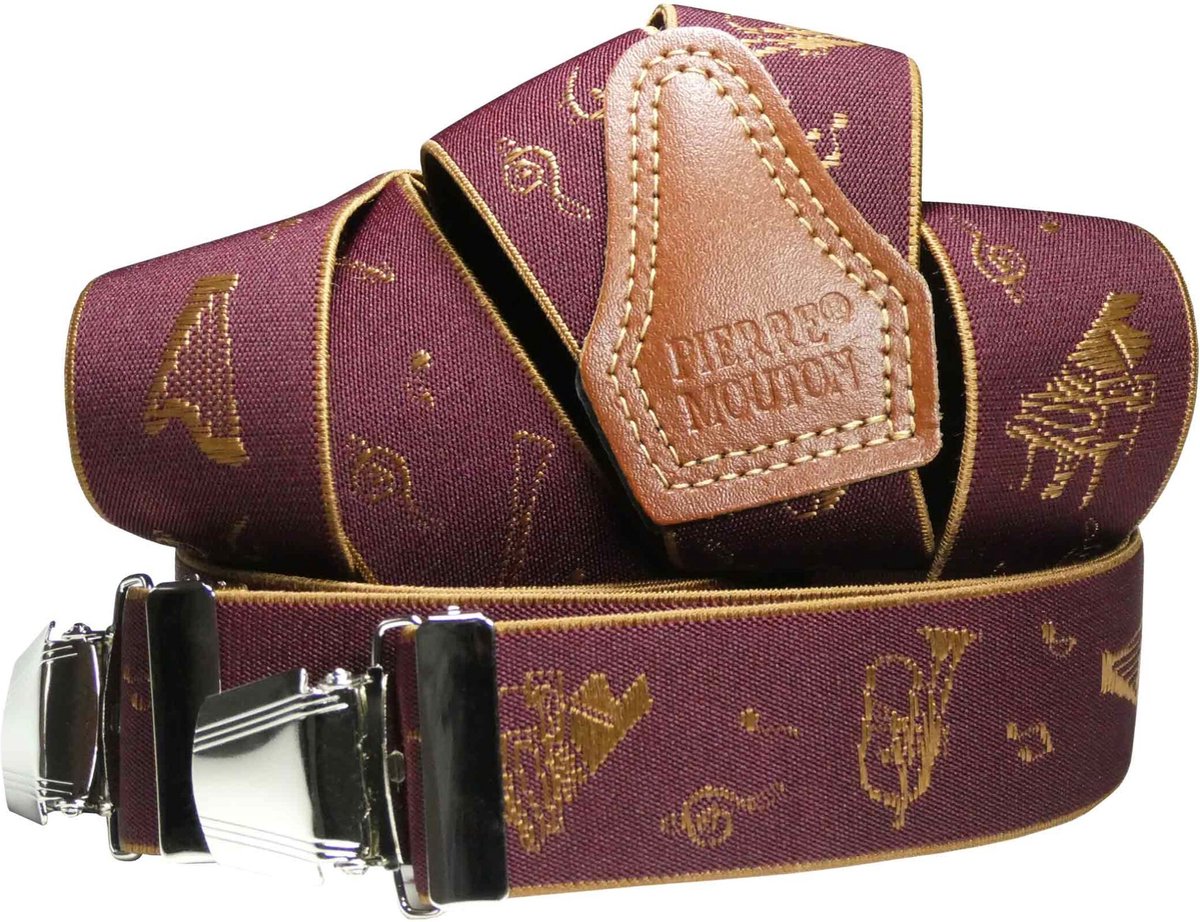 Pierre Mouton Orkest Bretel - Bretels - Volwassenen - Heren - Rood - 140cm - 3 brede clips - XL - XXL