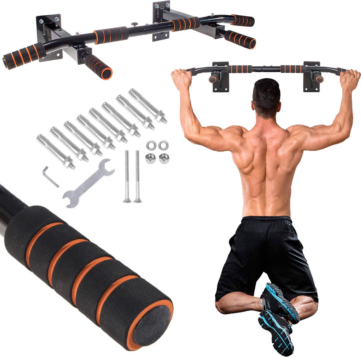 Springos Pull Up Bar | Optrekstang Fitness | Chin Up Bar | Pullup Bar 250 KG thumbnail 4