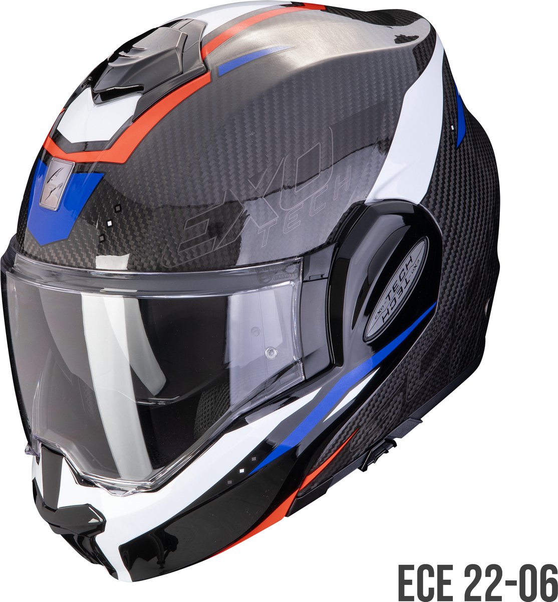 Scorpion Exo-Tech Evo Carbon Rover Black-Red-Blue S - Maat S - Helm