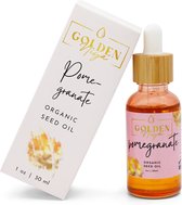 Golden Niya Granaatappelpit olie Puur 20 ml - EU Bio - EcoCert en USDA Keurmerk - Haar -huid -gezicht - Koudgeperst - biologisch- Proefdiervrij- Vitamine - Omega 5- Huidveroudering- Anti-aging- anti-wallen - Littekens- Anti-rimpel- Pipetfles