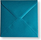 Cards & Crafts 50 Luxe metallic vierkante enveloppen - 14x14cm - Teal - 110grams - 140x140mm