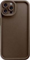 Casimoda® hoesje - Geschikt voor iPhone 12 Pro - Effen Bruin - Effen telefoonhoesje met lensbescherming - TPU - Backcover - Bruin/beige