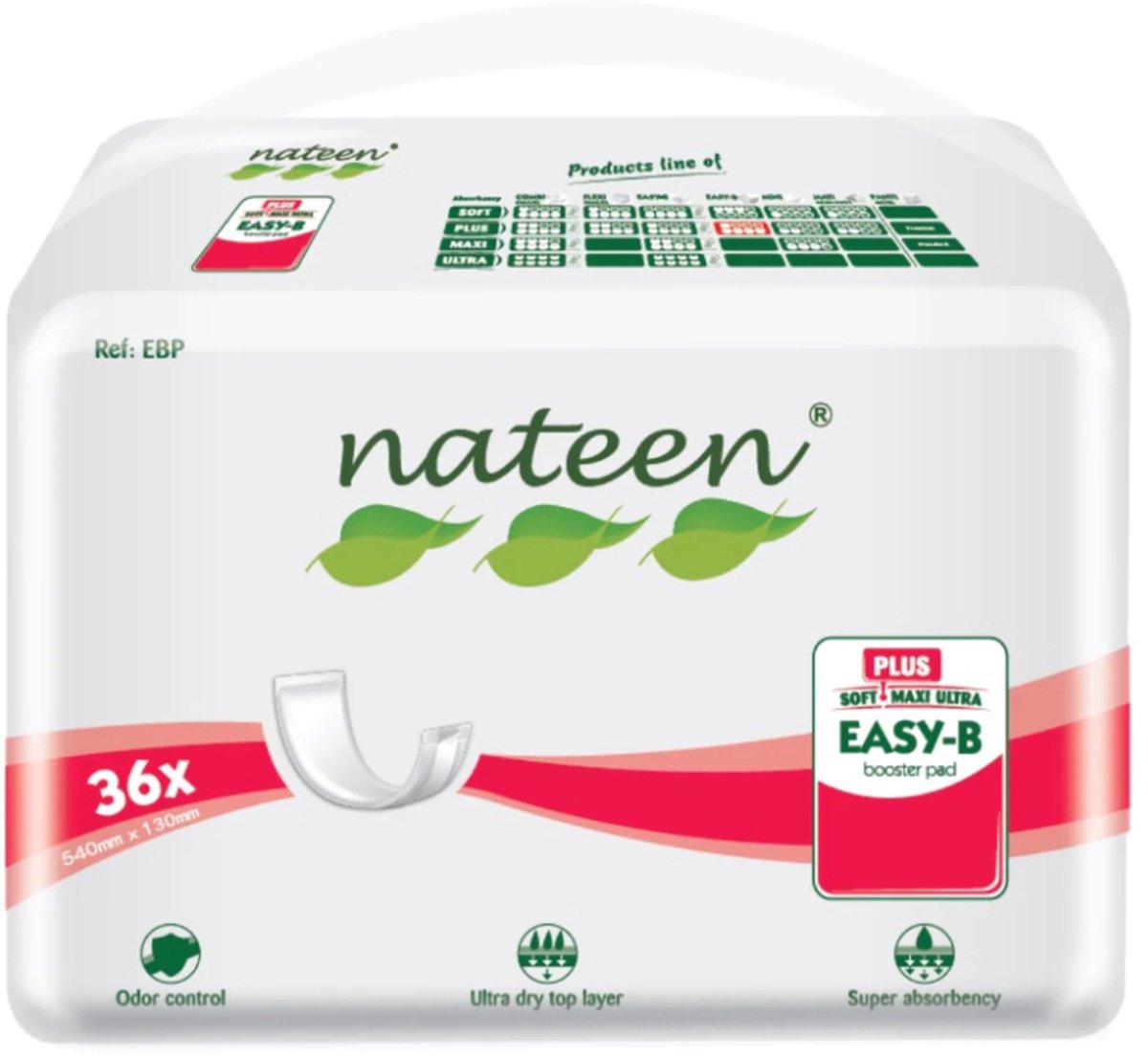 Goedkoopste Nateen Easy-B Plus - Non waterproof rechte luier 13 x 54 cm - 1 pak van 36 stuks